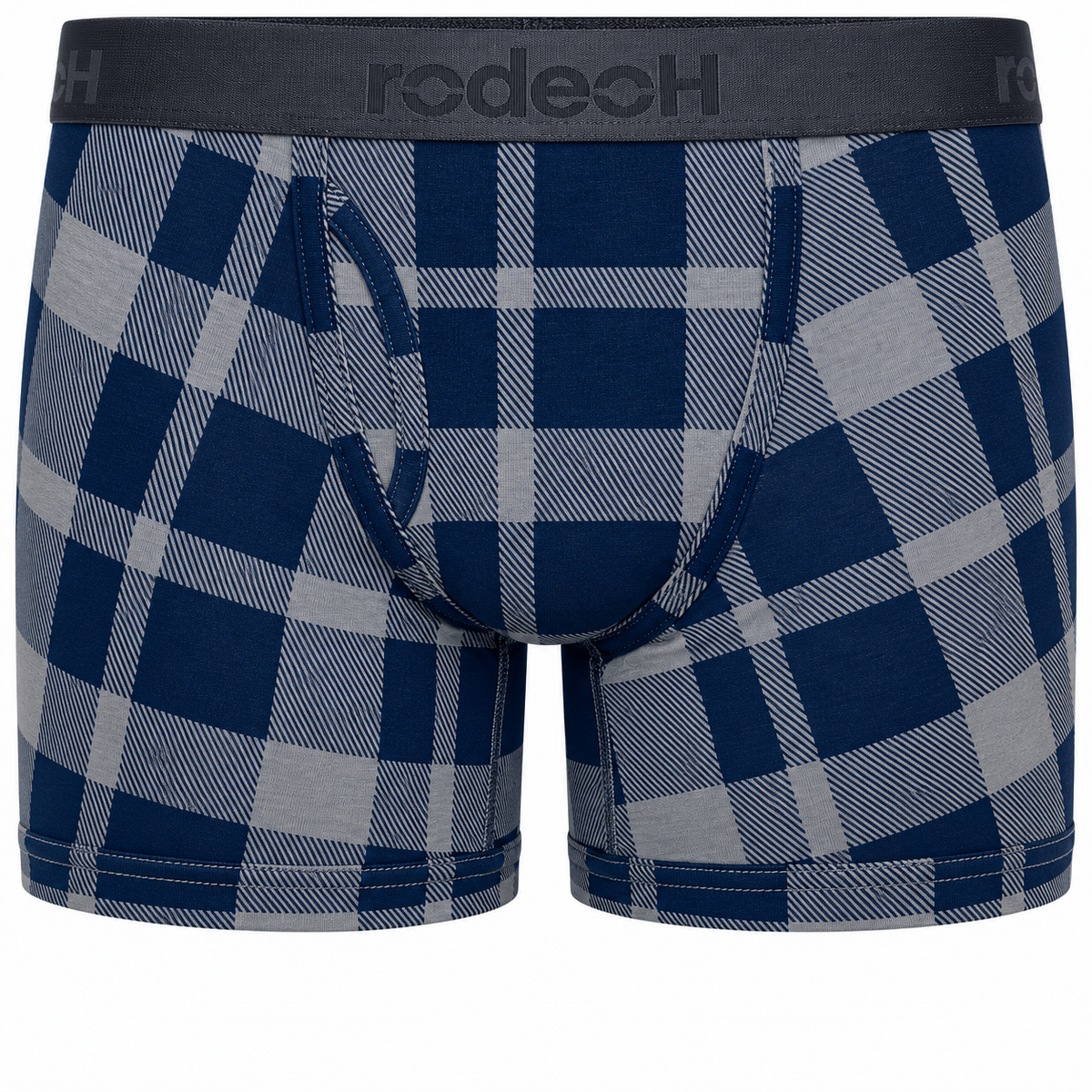 6" Top Loading Boxer Packing Underwear - Blue Gray Plaid