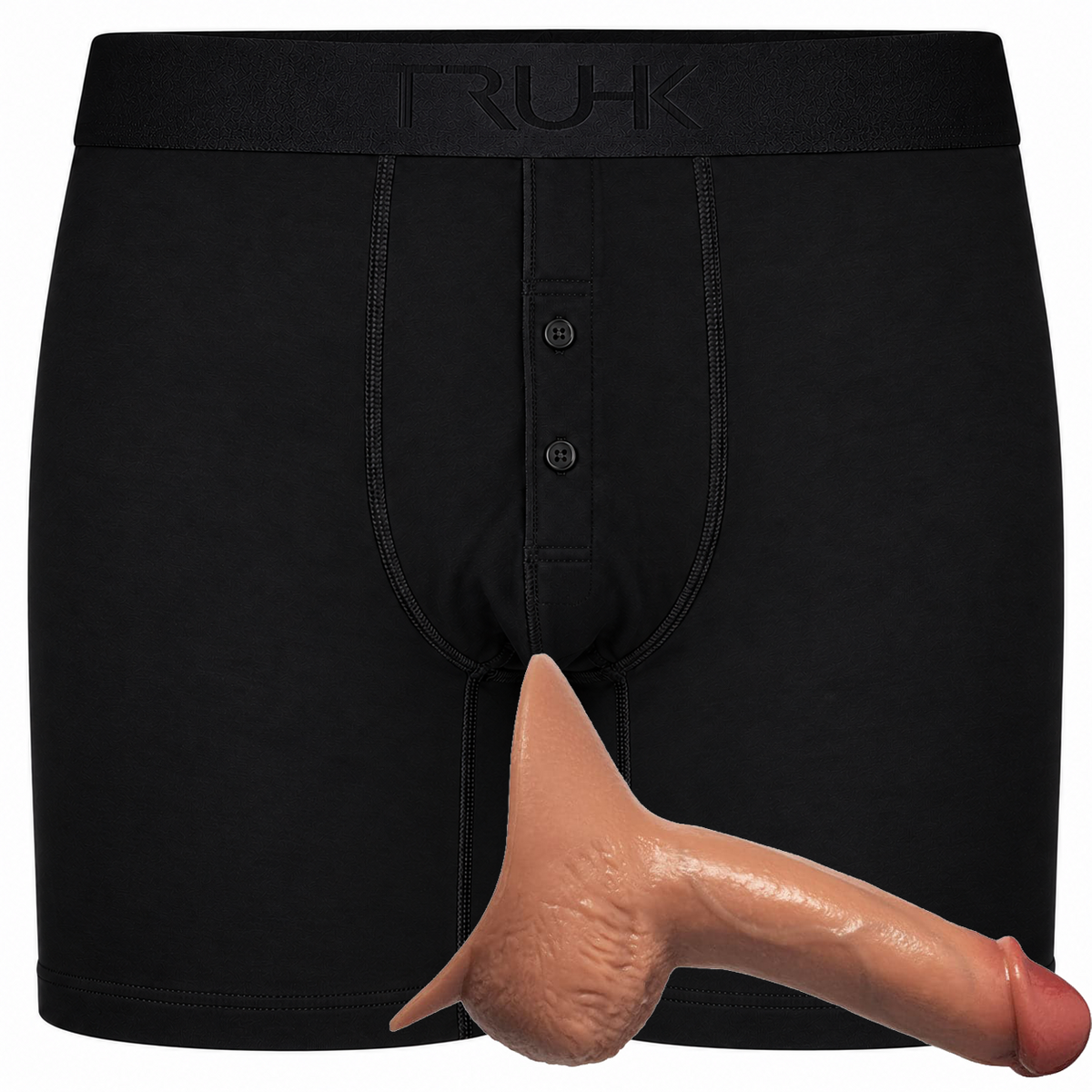 TRUHK Black Button Fly Boxer with SoReal Moby STP in Caramel