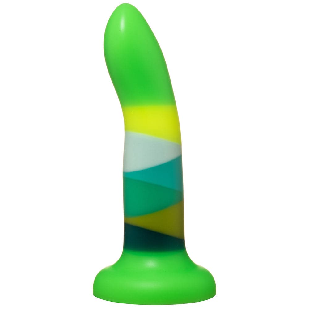 6" Ribbon Striped Silicone Dildo - Green - RodeoH