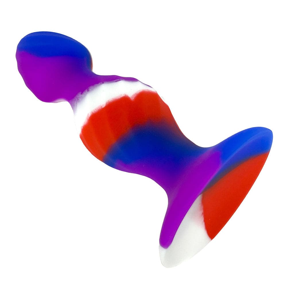 B-Plug Swirl Silicone Butt Plug - Double Bead - Multi - RodeoH